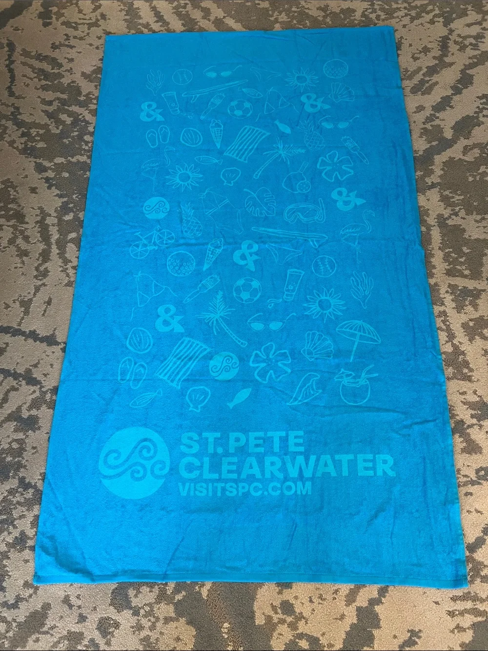 St. Pete Clearwater Florida Beach Towel - Bright Teal - Brand New!